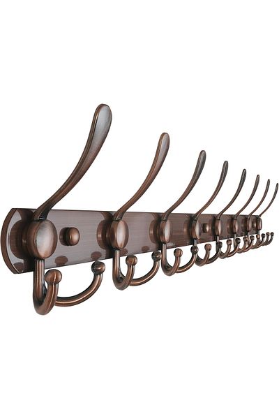 OEM Vintage metal coat rack with wood imitation 74 cm, 8 large hooks, 16 small ones