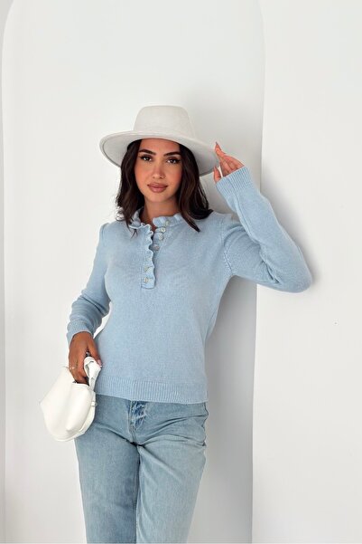 Noi Belis Pulover tricotat cu nasturi Taka cu volane AW25KZ0003