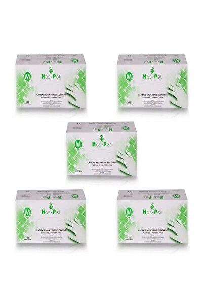 Has-Pet Pudrasız Lateks Eldiven 100'lü Paket 5 Adet M Beden