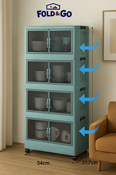 Myplas Fold&Go Çok Amaçlı Portatif 4 Katlı Tekerlekli Dolap