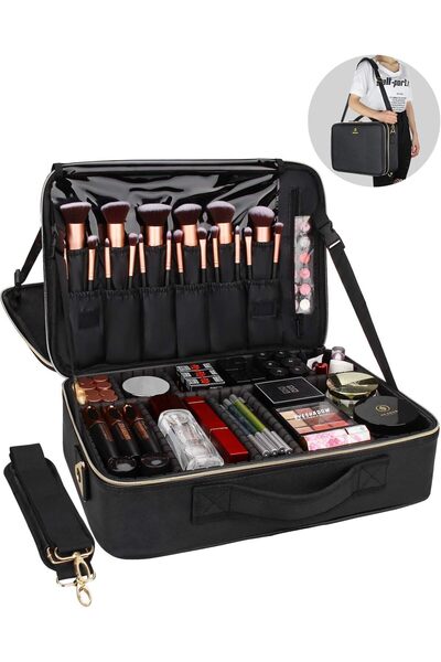 Relavel Large Professional Train Case Makeup Bag 16.5 inch