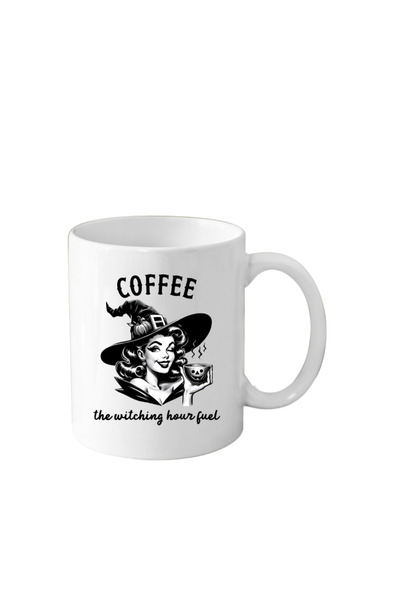 OEM White mug 330 ml Halloween with witches and pumpkins
