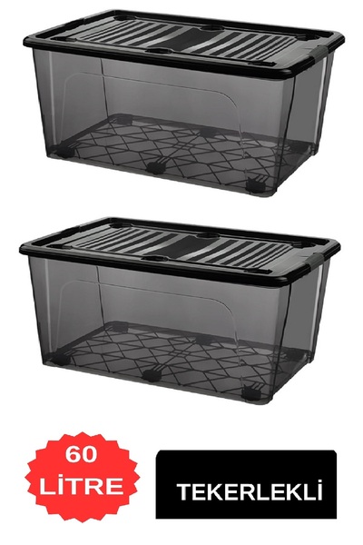 DEEMBRO 2Pcs 60 Lt Large Storage Box with Wheels Rolling Storage Container 44.2 X 64.7 X 31.3 cm