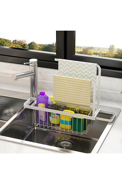 OEM White carbon steel holder for kitchen sink accessories