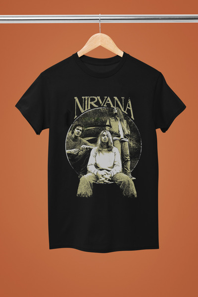 MAGORS تيشيرت روك من القطن بأكمام قصيرة وطبعة نيرفانا