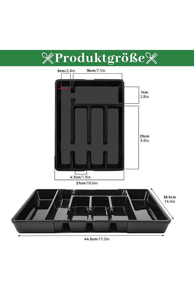 OEM Black cutlery drawer organizer 36.57x26.92x4.57 cm