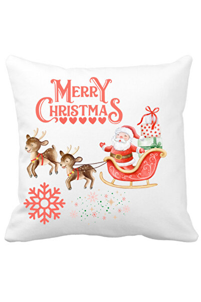 OEM Perna decorativa Craciun 40x40 cm alb cu stelute