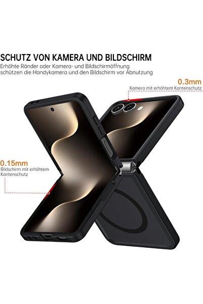 m.tk moveteck Samsung Galaxy Z Flip 7 Kılıf Kamera Çıkıntılı Magsafe Şarj Destekli Yumuşak Kenarlı Mat Kapak