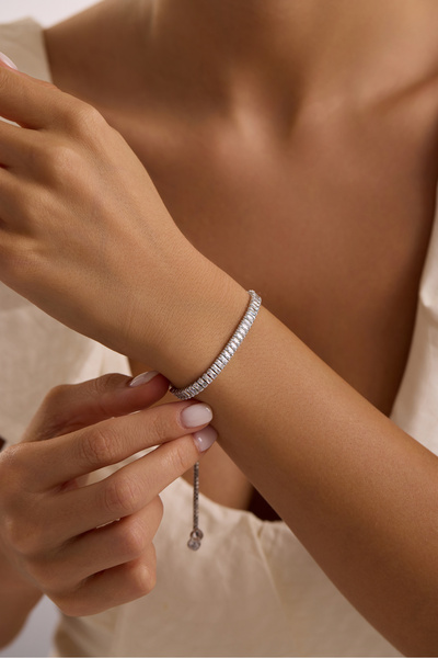 Nereze 925 Ayar Gümüş Rodyum Kaplama Ayarlanabilir Asansörlü Su Yolu Sıralı B...