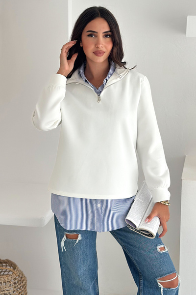 Noa Noa Zippered Oversize Sweatshirt & Shirt – Layered City Style
