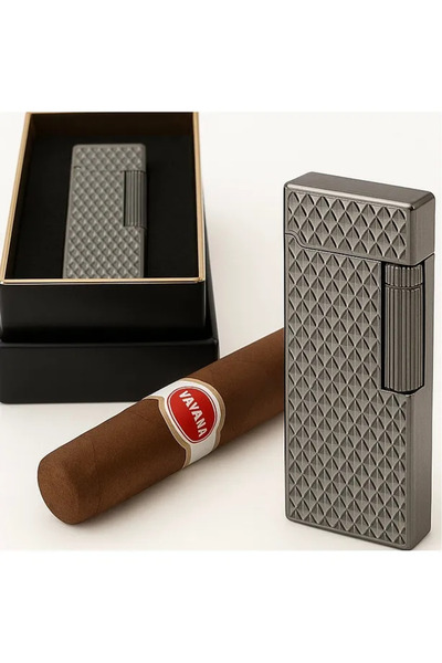 HK GİFT SHOP Lüks Metal Gazlı Puro Çakmağı – Rüzgar Geçirmez, Şarj Edilebilir...