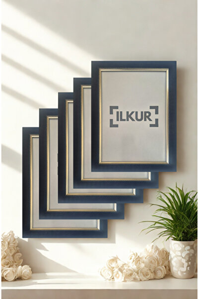 ilkur A4 Size (21X30 cm) 3.5 cm Silver Piping Textured Frame Set of Five
