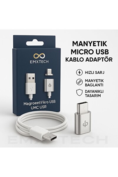 EMXTECH 50 cm Manyetik Micro Şarj Kablosu