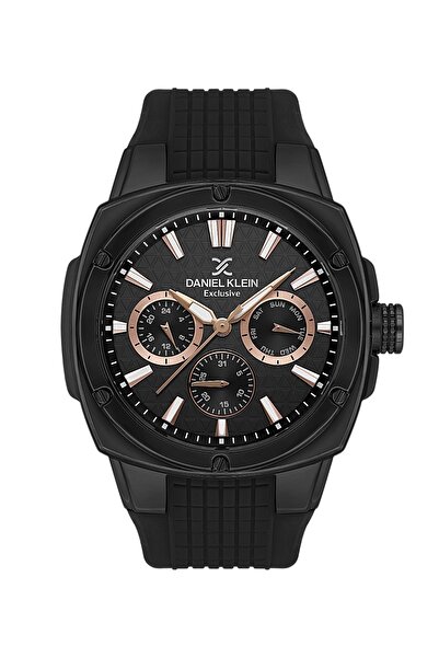 Daniel Klein Siyah Bakır Aktif Fonksiyonlu Silikon Kordonlu Takvimli Oval Kar...