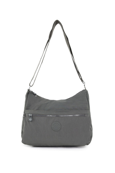 Çanta Trend Women's Water Resistant Fabric 5 Compartment Cross Strap Dark Gray School Travel and Shoulder Bag