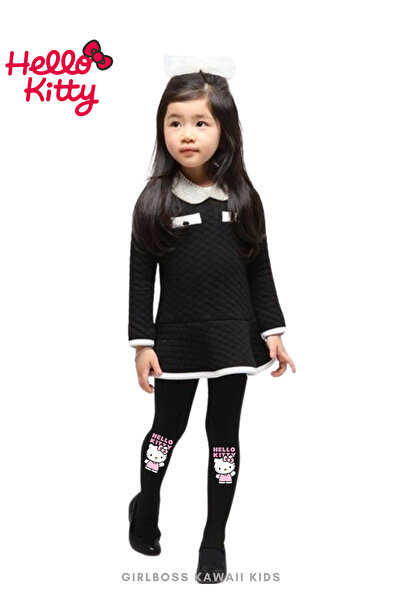 Girlboss Kawaii Hello kitty siyah mat opak külotlu çorap