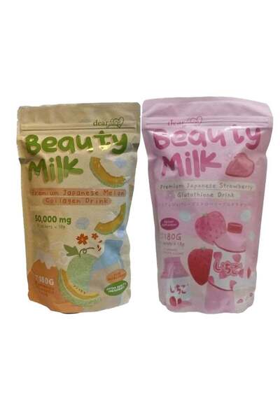 Face Beauty Milk Premium Japanese Collagen & Glutathione Drink Set - Melon & Strawberry Flavors
