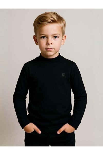 Zekids Παιδικό βαμβακερό Basic μισό γιακά μακρυμάνικο μπλουζάκι