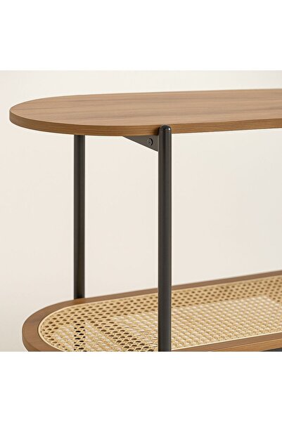 private house Modern look console, light brown wood with rattan (120*40*80 cm).