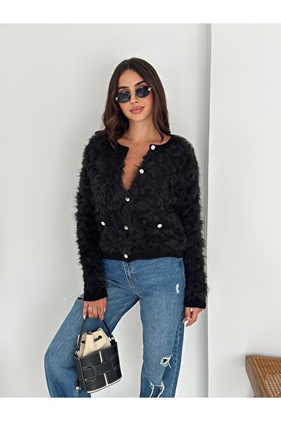 sportiness Soft Textured Diamond Patterned Pocket Detailed Buttoned Beard Fabric Knitwear Cardigan