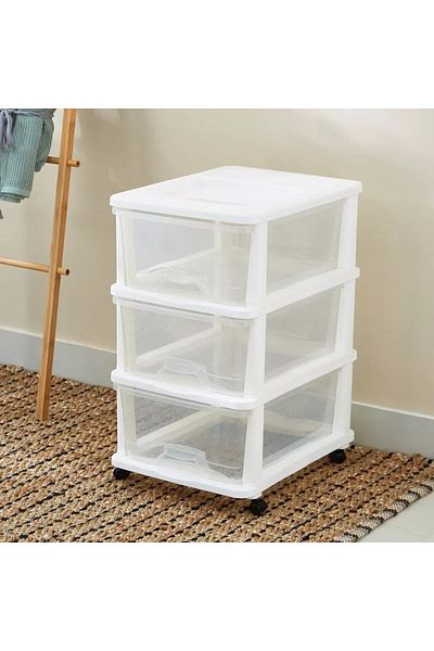 Home Box Kevin 3-Tier Drawer Set with Wheels - 44x33x59 cm