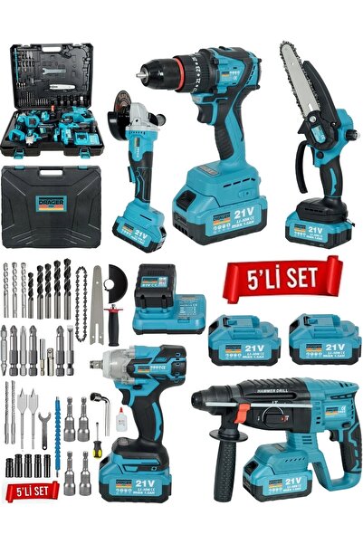 zamir hirdavat Zmr 5li Set Şarjlı Somun Sıkma + Matkap + Hilti + Taşlama + Te...