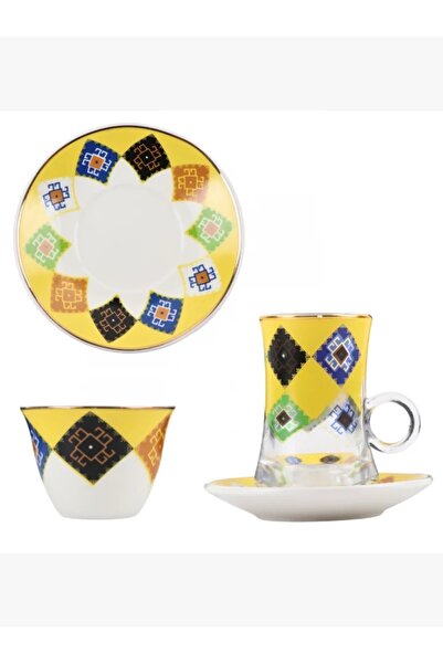 rexa طقم فناجين قهوة وشاي البادية - أصفر - 36 قطعة