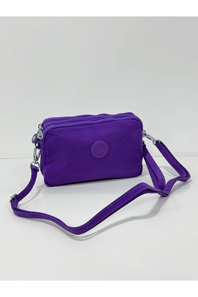 Çanta Trend Crinkle Fabric Hand and Cross Strap Card Holder, Pen Holder/Wallet Type Makeup Bag with Coin Compartment