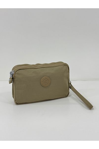 Çanta Trend Crinkle Fabric Hand and Cross Strap Card Holder, Pen Holder/Wallet Type Makeup Bag with Coin Compartment
