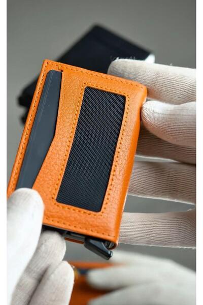 WATCHOFROYAL Genuine Leather Orange 12 Card Capacity Rfid Protected Mechanism Card Holder