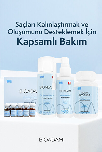 Bioadam Saç Dökülme Karşıtı ve Saç Oluşumunu Destekleyen 4'lü Set - Şampuan,S...