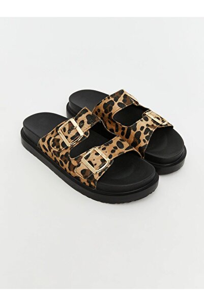 LC Waikiki LCW STEPS Leopar Desenli Çift Bantlı Kadın Terlik