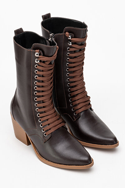 by selvi Lukka Shoes Cizme Maria pentru femei, maro amar, cu șireturi, cizme ...