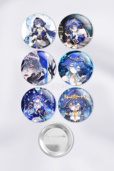 ZipZap Layla Genshin impact Çanta Süsü Rozet İğneli Buton Rozet Seti (6 ADET)