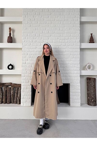 Bella Breeze Жіночий тренч з довгим кроєм, з поясом і ґудзиками