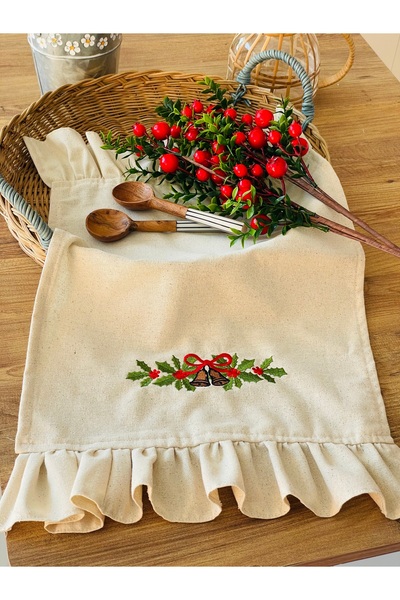 HOME OF BLOSSOM Embroidered Linen Kitchen Cover / Cloth / Oven Cover