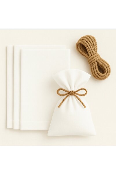 ALASEREN 9×12cm Ham Natural Bez Kese Düğün, Ni̇şan,davet Vb Lavanta, Sabun, Taki Vs Çok Amaçli Bez Poşet