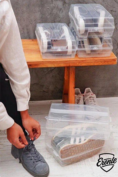 Erenle Ayakkabı Kutusu Şeffaf Erkek Ayakkabı Düzenleyici 3 Adet Büyük Boy