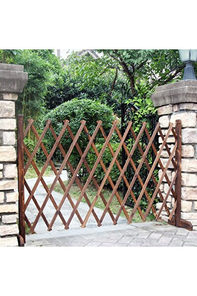 genric Expandable Wooden Garden Fence Pet Gate - Freestanding Wooden Picket Fence (Brown, 119 cm)