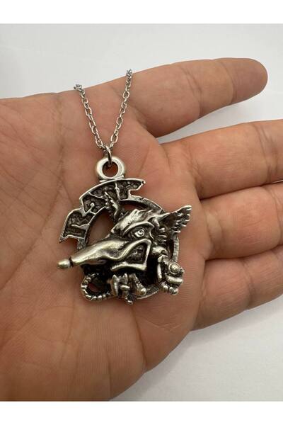 Yuchicly قلادة رجالية من الرات باند بشعار فضي اللون – معدن جلام وروك