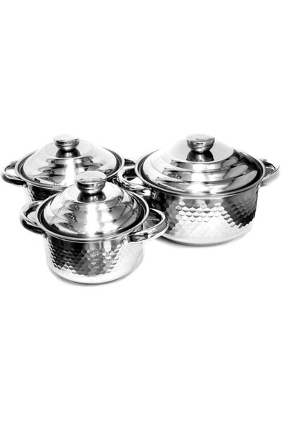 Generic Stainless Steel Soup Pot Set with Lid – Pack of 3 (16cm/1400ML, 18cm/2000ML, 20cm/2500ML)