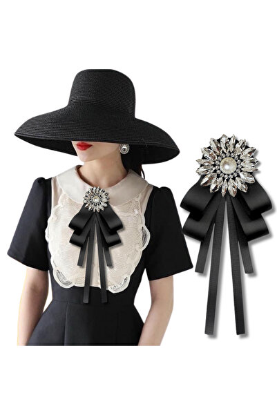 pegu baby collection SATEN SİYAH,ELYA SERİSİ,KRİSTAL TAŞ TASARIM KURDELA BROŞ...