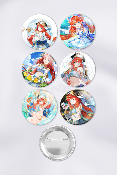 ZipZap Nilou Genshin impact Çanta Süsü Rozet İğneli Buton Rozet Seti (6 ADET)