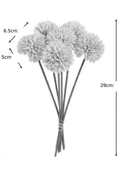 Lilac Home Yapay Çiçek Top Krizantem 7’li Kar Topu Demeti 30 cm Bej