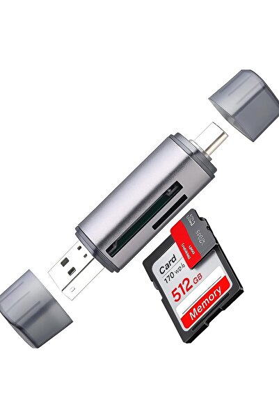Genel Markalar 2'si 1 Arada USB 3.0 & Type-C SD Kart Okuyucu | TF/SD/SDXC/SDHC Kartları Destekler | PC, Dizüstü, An