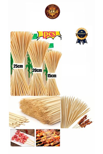 figanlar ambalaj 3'lü SET 300 adet bambu Çöp Şiş Çubuğu 15 cm 20 cm 25 Cm Çub...