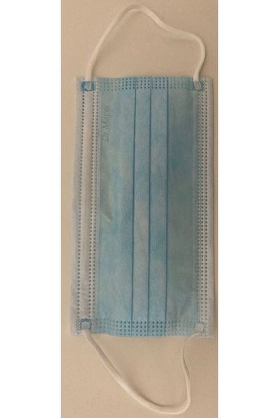 THK Set of 50 Dr Mayer medical masks, 3 layers, 3 folds, blue/surgical white, adults