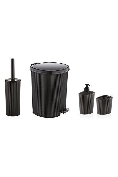 Ultra Luxury Quality Stylish Design Black Color 4 Piece Striped Bathroom Set Sink Set