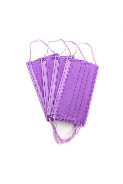 THK Set of 50 pieces Dr Mayer medical mask, 4 layers, 3 pleats, full color Purple