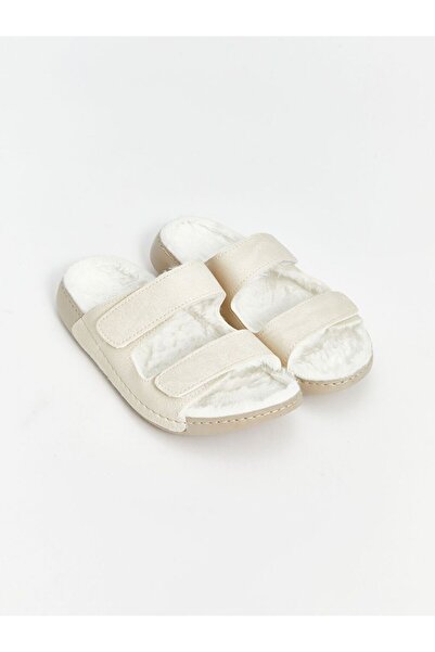 LC Waikiki Bej Cırt Cırtlı Çift Bantlı Kadın Terlik